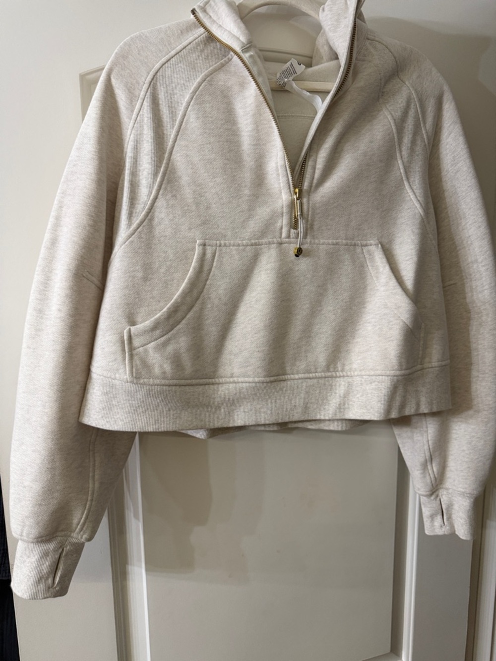 lululemon athletica Cropped Half‑Zip Hoodie in Light Beige